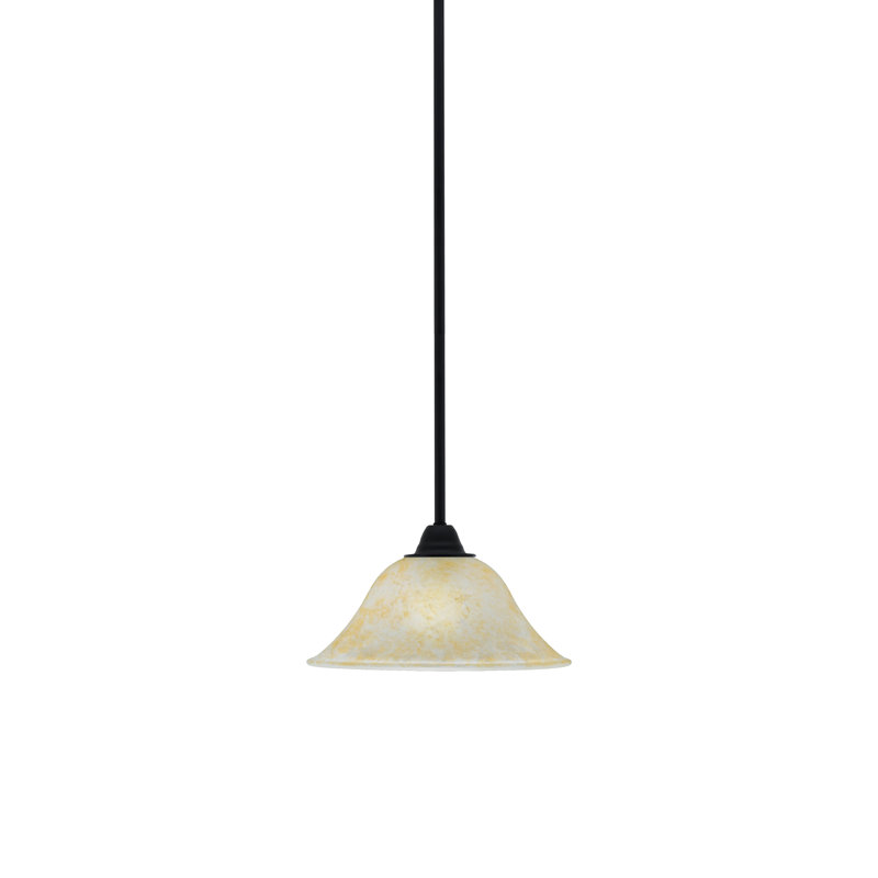Luminaire suspendu suspendu Paramount au fini noir mat avec verre ambré de 10 po