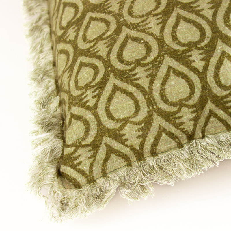 Georgi Geometric Square Cushion Cover, Olive