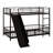 Sturdy Metal Bunk Bed Frame With Built-In Slide, Ladder, Fence And Door-1608630234