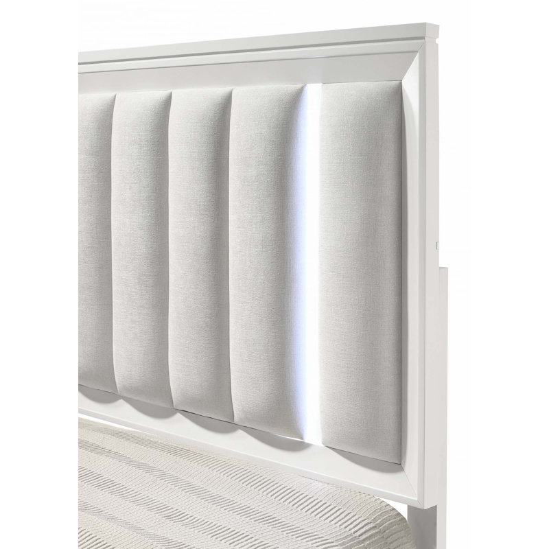 Tête de lit à panneau 1pc avec coussins rembourrés et lumières DEL (seulement lit), Grand