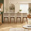Tabourets de bar d'intérieur Doria en bois, ensemble de 4, alliant design traditionnel et contemporain-582577219-582577221