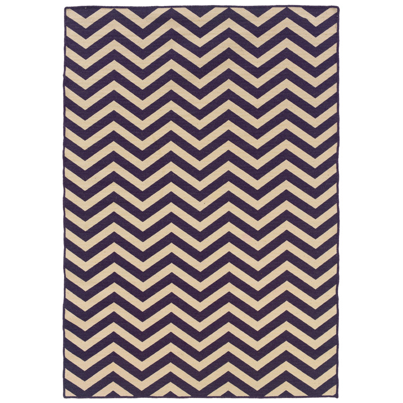 Tapis décoratif en laine Touffeté à la main de style chevron de 5 pi x 8 pi Peake, Rectangle 5 pi x 8 pi