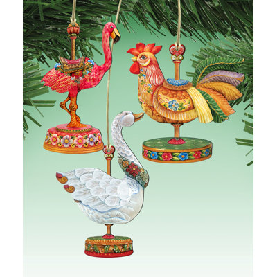 5'' Wood Animals Hanging Figurine Ornament
