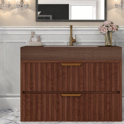 Meuble-lavabo moderne (avec meuble-lavabo et lavabo) avec rangement, meuble-lavabo flottant en bois de 30 pouces pour petite salle de bain