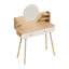 Bureau de coiffeuse avec miroir et lumières, petite coiffeuse de maquillage avec 2 tiroirs et armoire de rangement pour bijoux, 3 modes d'éclairage à luminosité réglable, coiffeuse pour chambre à coucher - chêne naturel