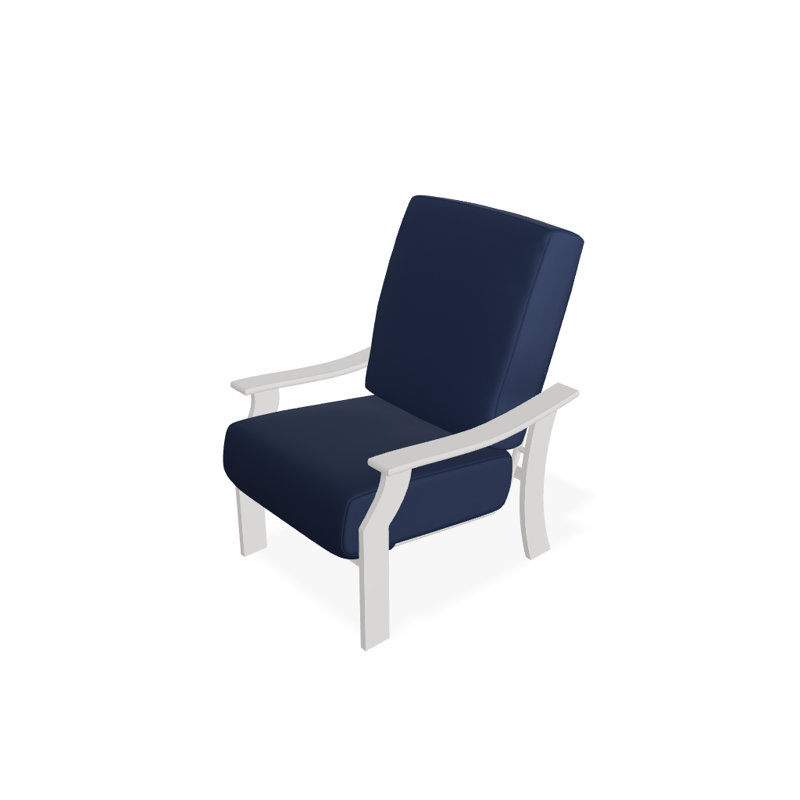 St. Catherine Outdoor Lounge Chair, Textured Snow, Canvas Navy Sunbrella® Canvas