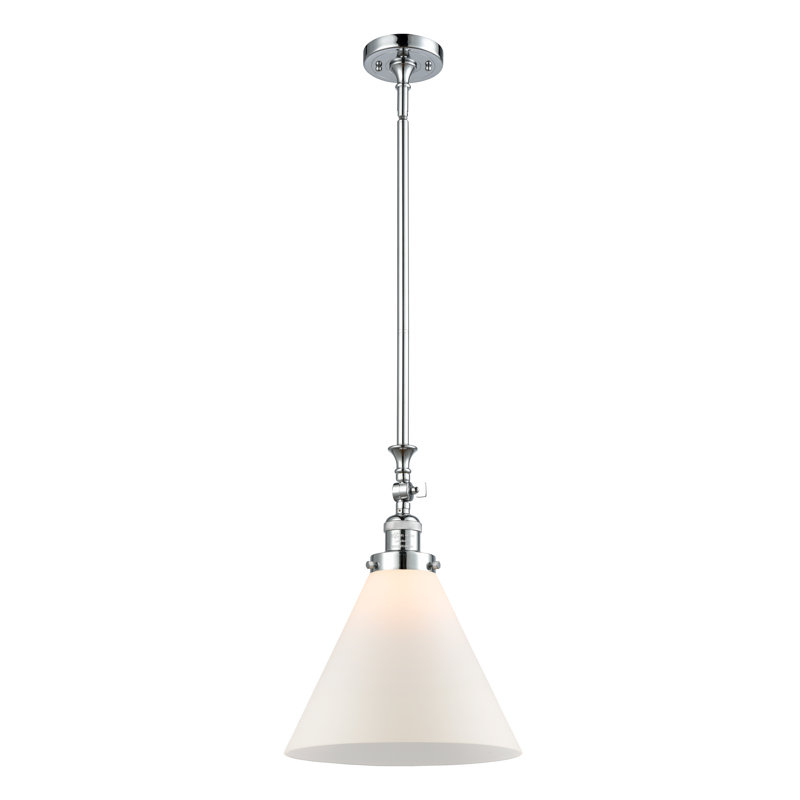 1 - Light Single Pendant, Polished Chrome, Matte White Cased, 6 Watt Vinage LED Bulb