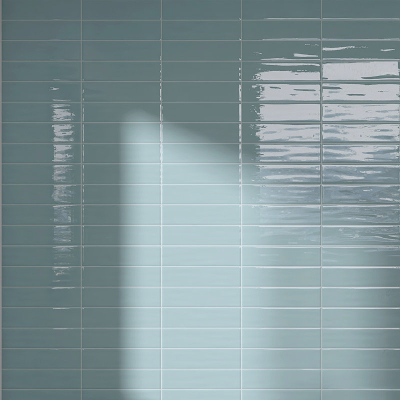 Zarati 2.95 in. X 11.81 in. Polished Ceramic Subway Wall Tile, Acqua Blue