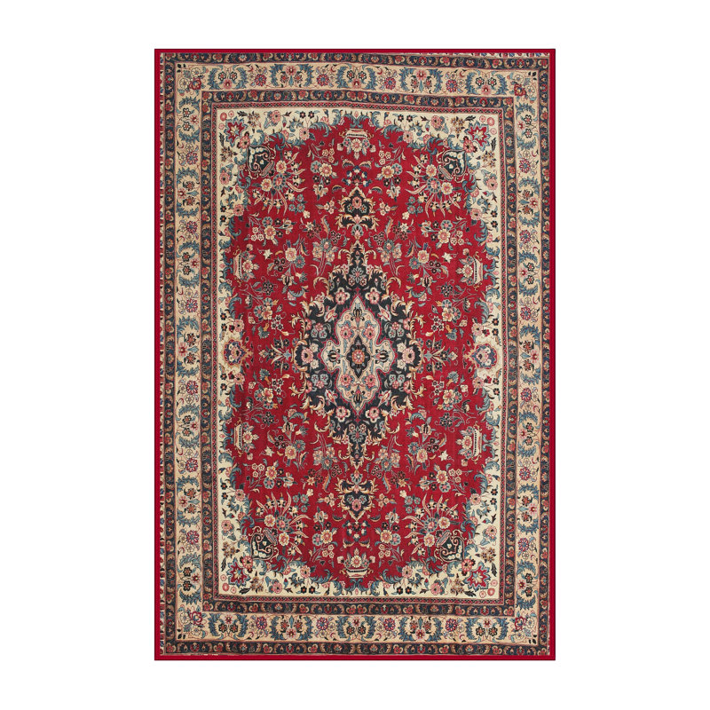 Tapis décoratif rouge cendré oriental, Rectangle 2 pi x 4 pi