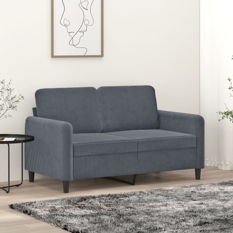 Velvet Sofa, Dark Gray 100% Polyester, 31.5" H x 54.3" W x 30.3" D