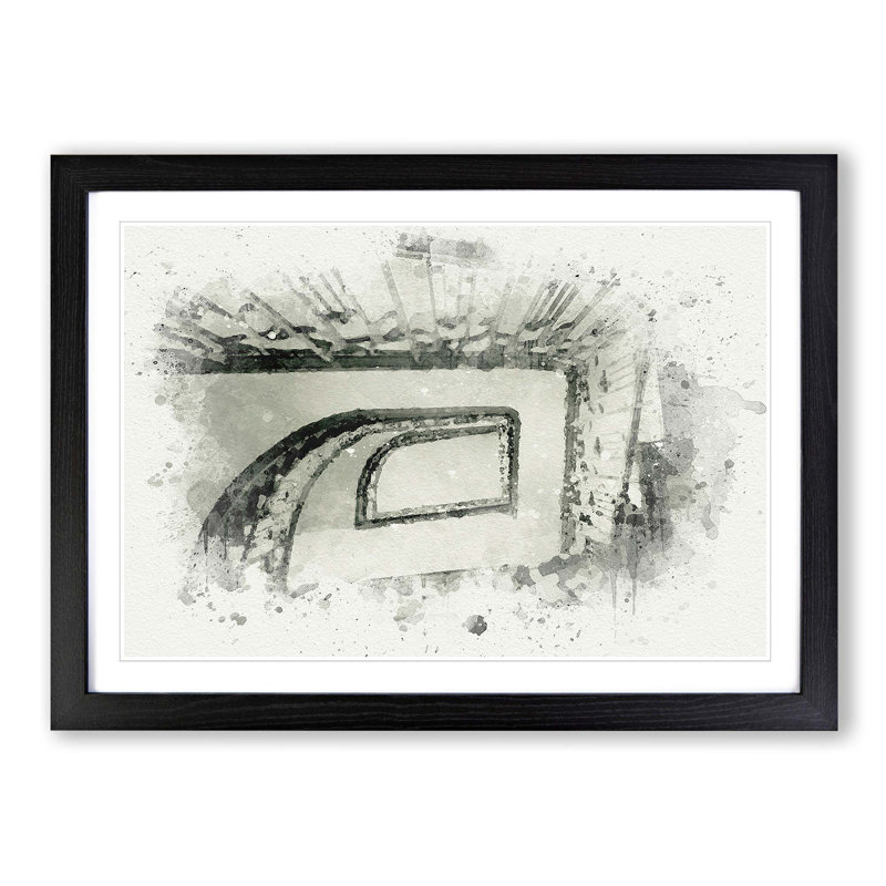 Rectangular Staircase in Abstract - Picture Frame Graphic Art Print, Black Framed, 27cm H x 36cm W x 2cm D