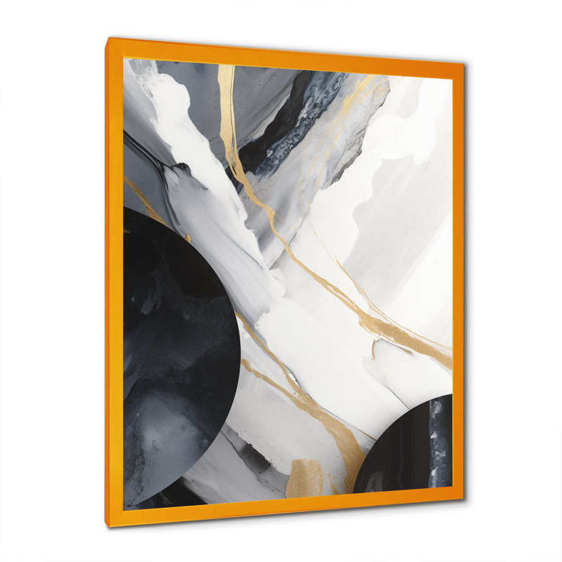 Harmonie noire et dorée du marbre I - reproductions d'art mural en marbre abstrait, H 40 po x l 30 po x P 1,5 po