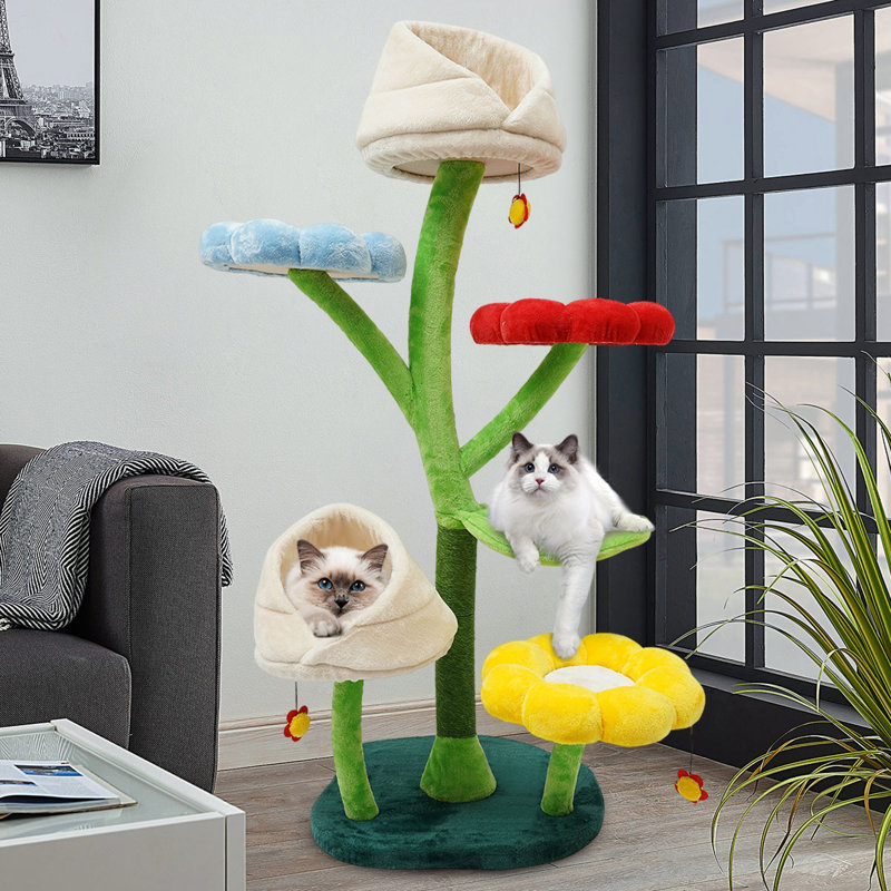 Epifano 63.8'' H Floral Cat Tree with Hammock and Condo
