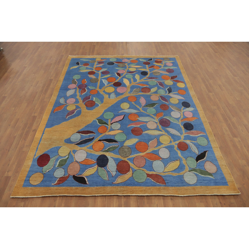 Tapis art déco chinois à teinture végétale 8 x 10