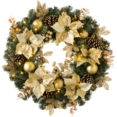 Faux Lighted 76cm Wreath