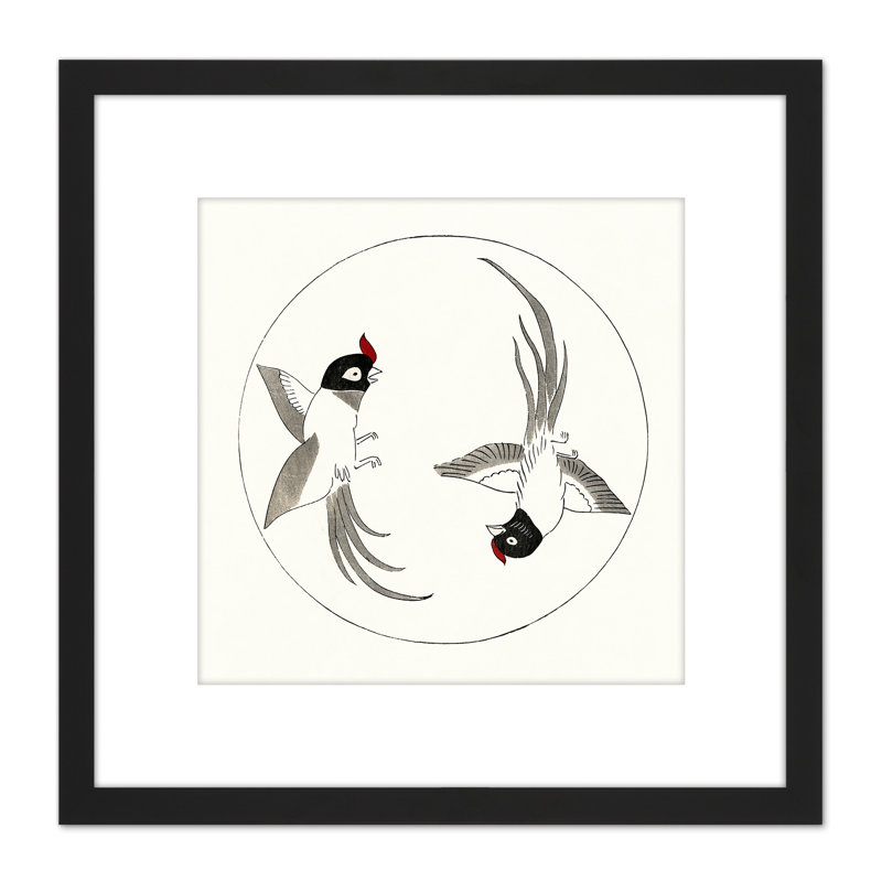 Tomoki Rawpixel Birds Butterfly Japanese Woodblock Illustration - Single Picture Frame Print