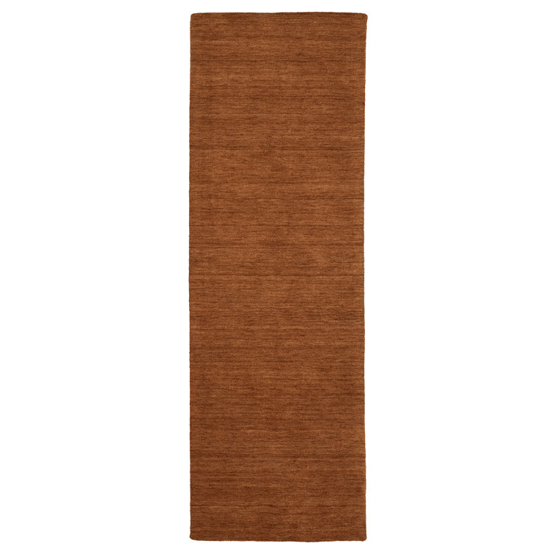 Tapis en laine rouille unie Makhari, Tapis de couloir 2 pi 6 po x 8 pi