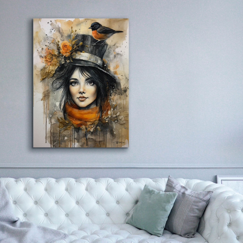 Toile épique Graffiti «brune avec cylindre» par Momart, 20 po x 24 po, H 54 po x l 40 po x P 1,5 po