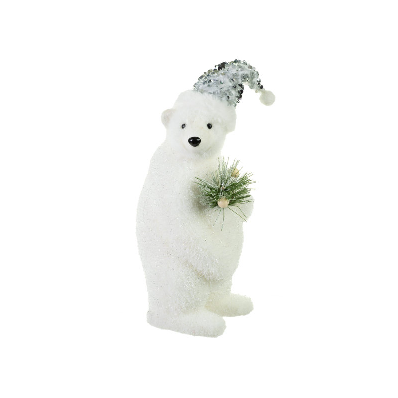 Ours polaire debout en polystyrène blanc 12 po avec paillettes