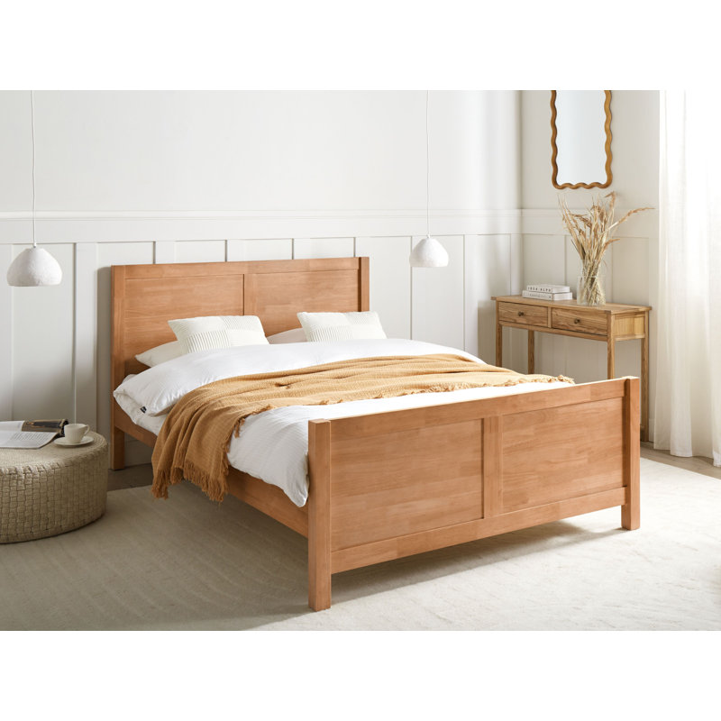 CHAMPAGNAT Solid Wood Bed, Brown, European Double (140 x 200 cm)