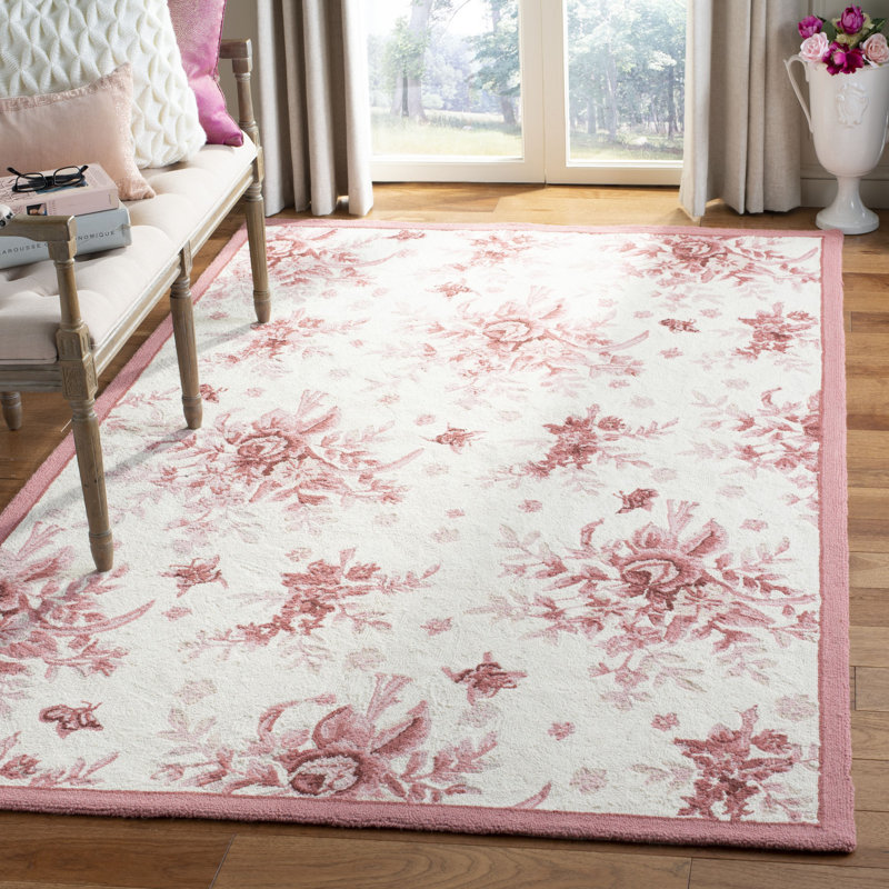 Tapis floral en laine crocheté à la main Jonsson, Rectangle 3 pi 9 po x 5 pi 9 po