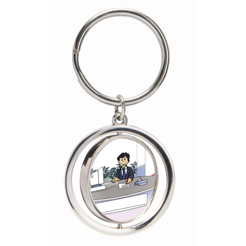 Personalized Admin Assistant, Receptionist - Male Small Spinning Key Chain, Yes