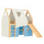 Lit mezzanine Cottage avec glissoire et tente, construction en bois massif, conception peu encombrante-125179373-125179375