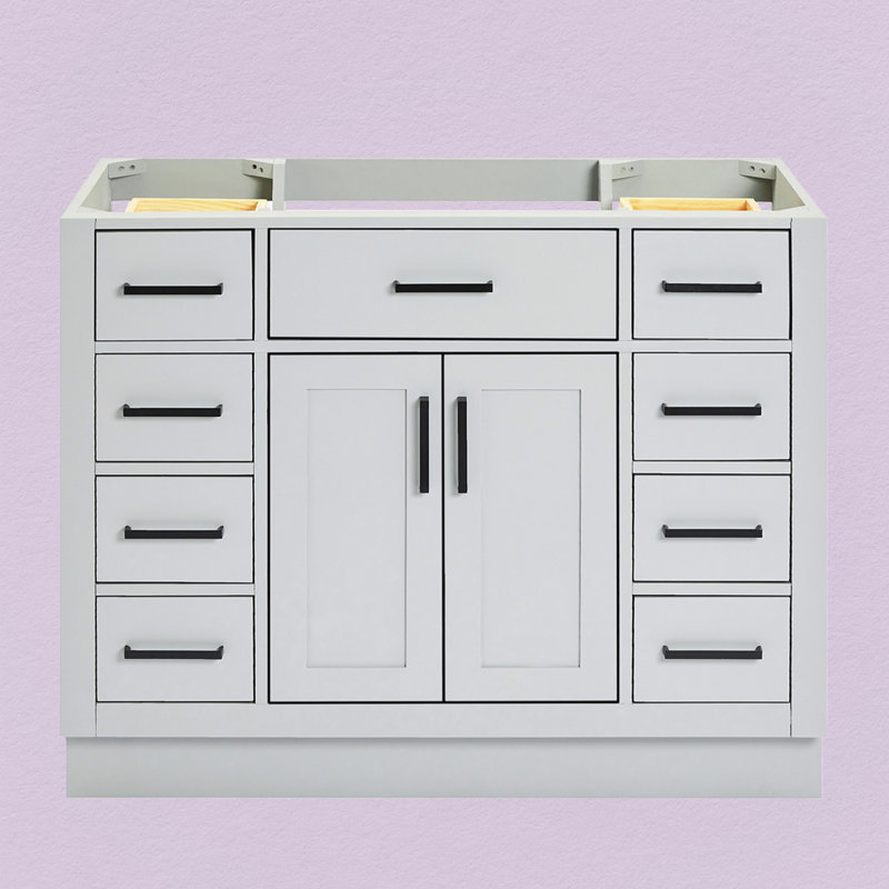 42" Single Bathroom Vanity Base only, Matte Black, Gray