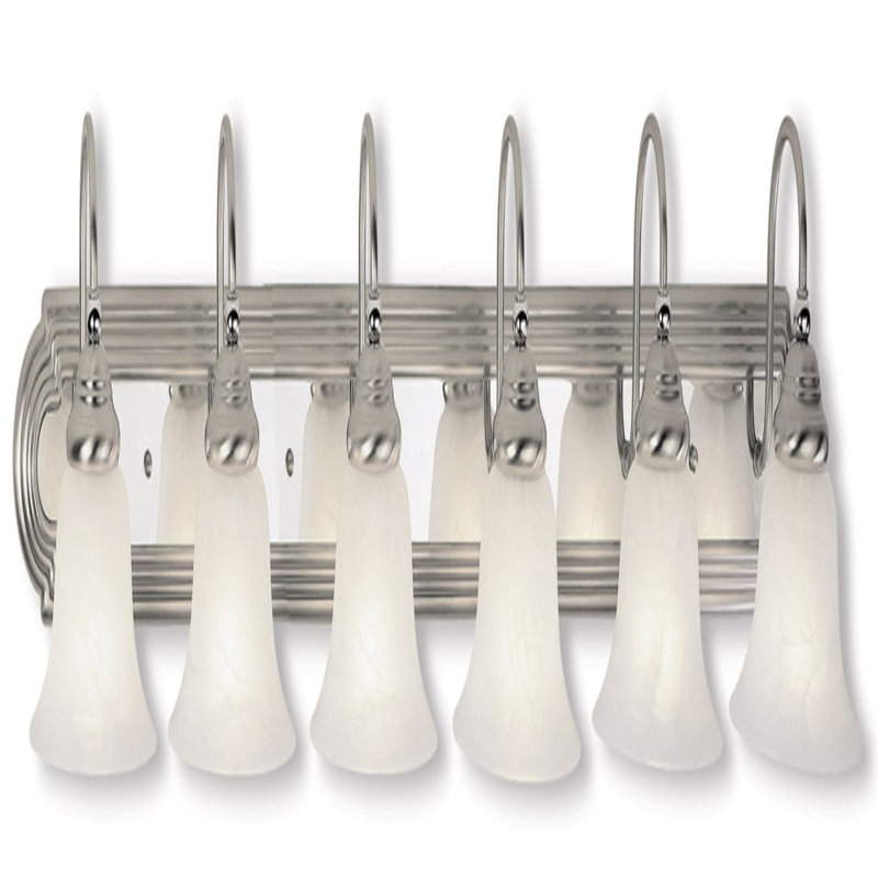 6 - Light Vanity Light, Brushed Nickel/Polished Chrome
