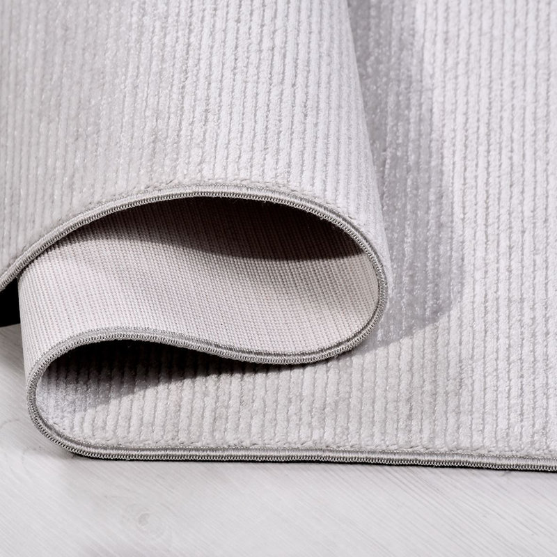 Tapis gris moderne lavable à la machine, Rectangle 3 pi 4 po x 6 pi 7 po