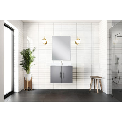 Meuble-lavabo gris foncé pour salle de bain avec comptoir en marbre, robinet et robinet de 18 po Miroir - Résistant aux égratignures et aux taches, H 22 heures, inclus dans le bain