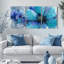Tableau abstrait de fleurs bleues sur toile tendue-41787061
