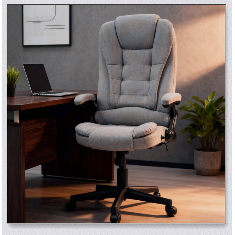 Fauteuil de bureau massant à dossier haut inclinable pour la maison et le bureau, soulageant les maux de dos et améliorant le confort.