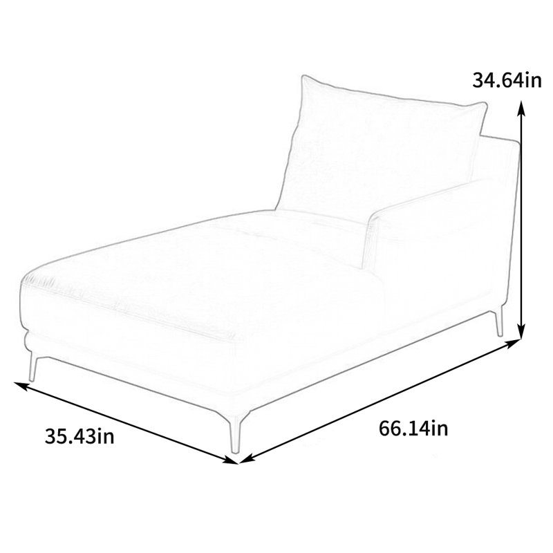 Chaise longue inclinable en similicuir, Accoudoir à gauche (vu de face), Beige
