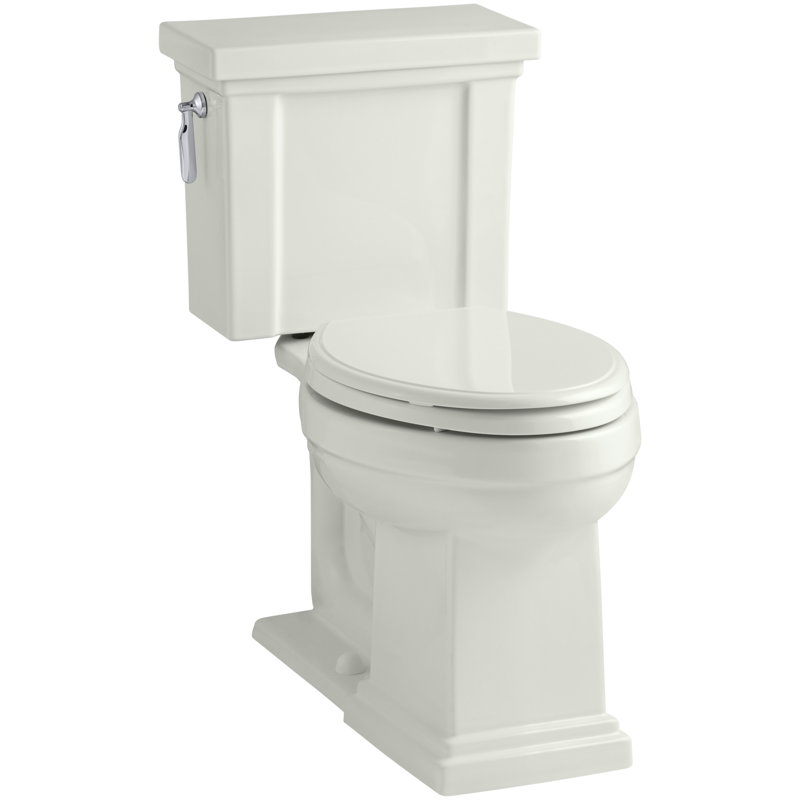 Tresham 1.28 GPF Water Efficient Elongated Two-Piece Toilet (Seat Not Included), Dune, Left-Hand