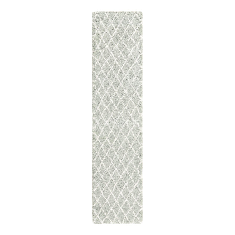 Tapis de couloir en polypropylène ivoire / gris 2 pi 7 po x 12 pi Graecie, Tapis de couloir 2 pi 7 po x 12 pi