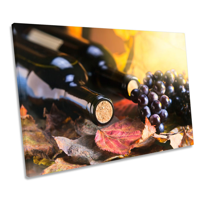 Wine Bottle Grapes Kitchen - Wrapped Canvas Print, 40.6cm H x 61cm W x 2cm D
