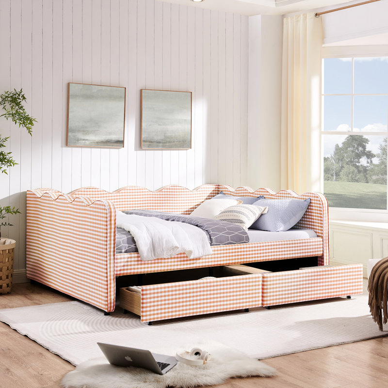 Grand lit avec tissu en lin, motif ondulé, deux tiroirs de rangement, porto, pour accueillir dans la chambre à coucher, se reposer et se détendre