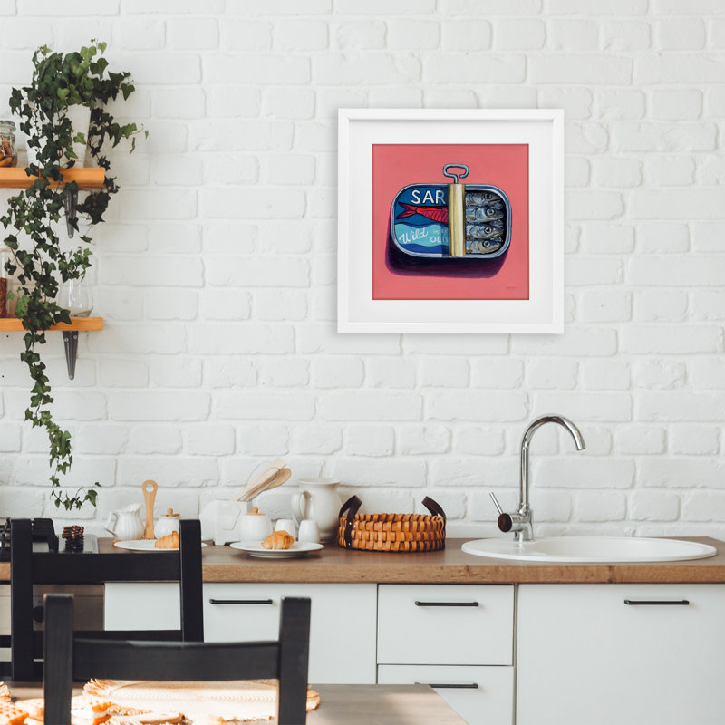 «Wild Sardines on Pink», reproduction d'impression sous verre encadrée par Kate Jarvik Birch, H 13 po x l 13 po