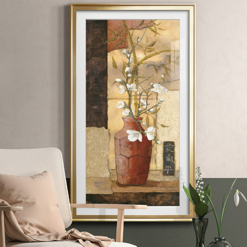 Mandarine II - Peinture encadrée, H 10,5 po x l 18,5 po x P 1,5 po, Doré
