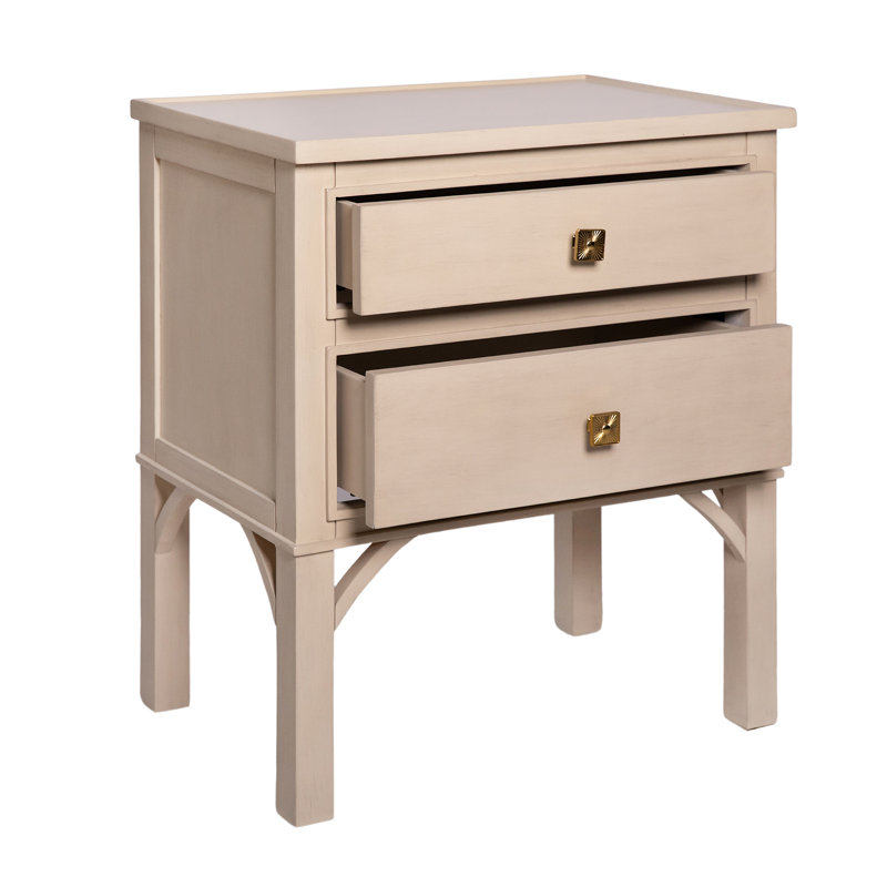 Jackie 2 - Drawer Solid Wood Nightstand, Antique Gray