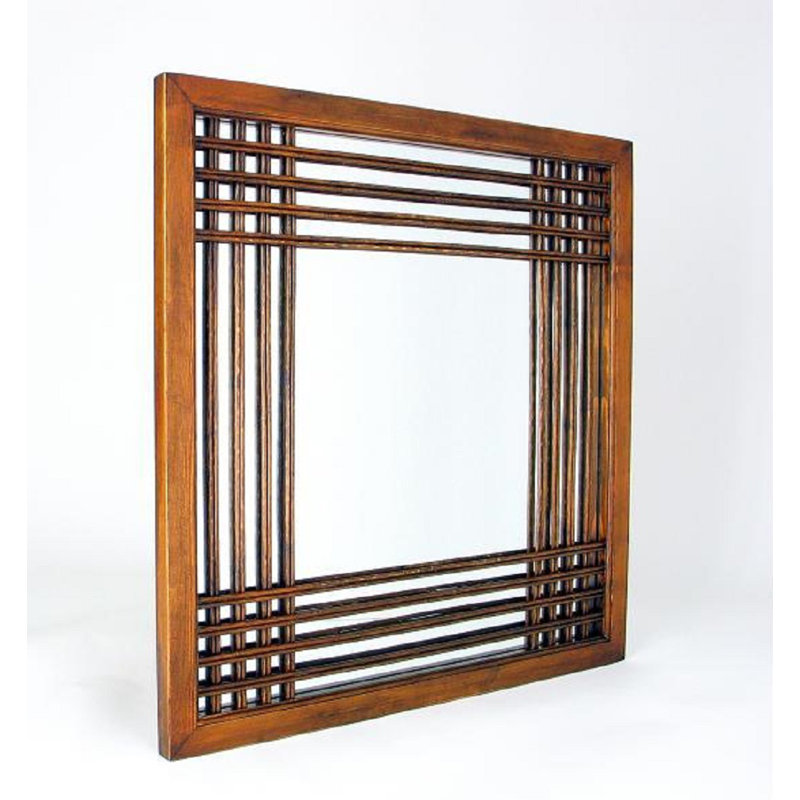 Cushing Solid Wood Frame Square Wall Mirror
