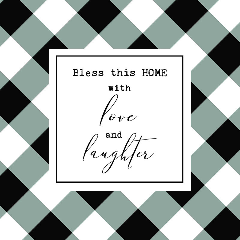 Bless This Home Buffalo Plaid, H 20 po x l 20 po