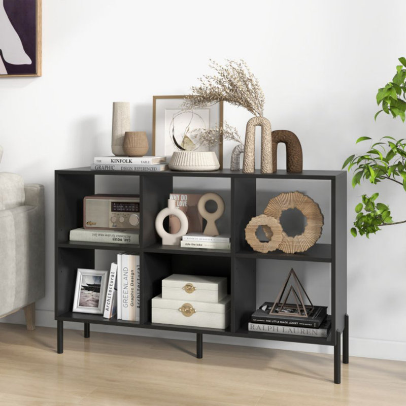 Open-Back Bookshelf With Drawer For Study, Black