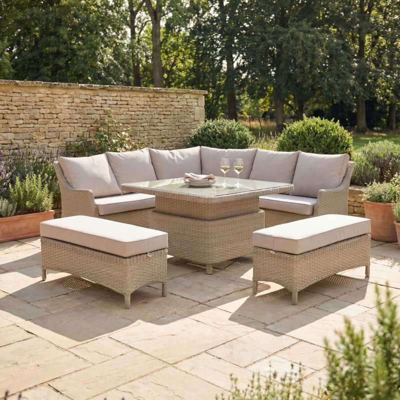 6 - Person Patio Dining Set with Square Table , Cushions Included