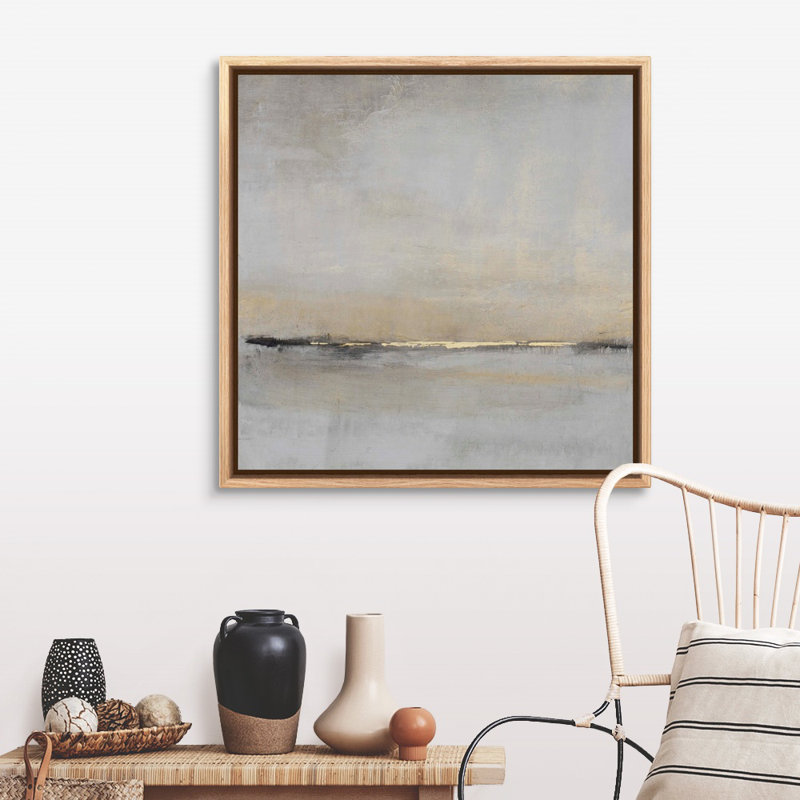 «Horizontal Flow II» par Tim O'Toole - Peinture sur toile, Toile avec cadre photo, H 37,25 po x l 37,25 po, Naturel flottant