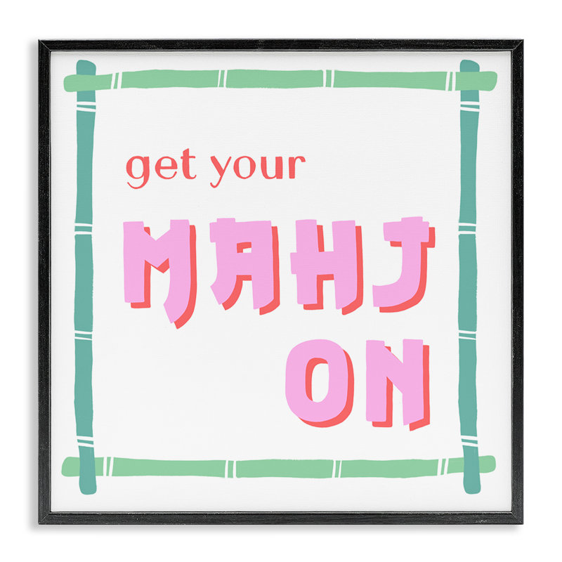 «Get Your Mahj On», dessin de Krissy Mast, Giclée encadrée noir minuit, H 12 po x l 12 po