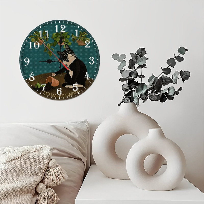 Horloge murale en bois 10 po, mouvement silencieux, à piles (piles AA non incluses), décor artistique, parfait pour les décorations