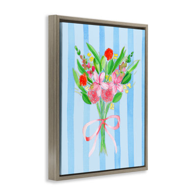 Bright Springy Bouquet Stripes Floating Frame, design by Nina Jacobs