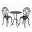 Ensemble bistro en aluminium coulé 3 pièces avec table ronde et deux chaises Thomas, finition noire et dorée pour patio et balcon